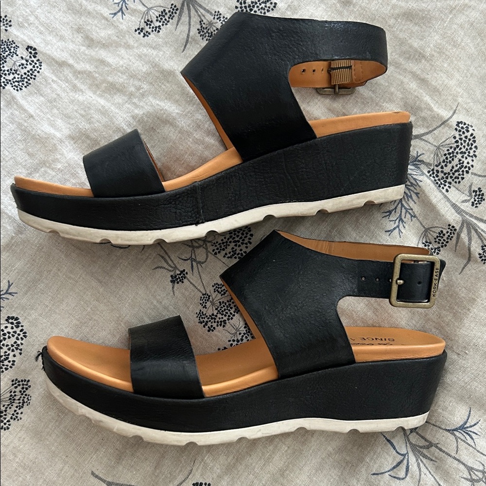 Kork-Ease Black Leather Open-Toe Sandals - Picture 5 of 5